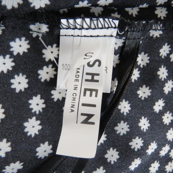 Shein Black Floral Off Shoulder Tie Back Blouse Small - Picture 6 of 9